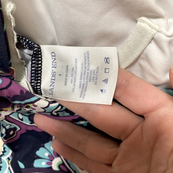 Lands End Tankini size 4 great paisley pattern blue - Picture 5 of 5